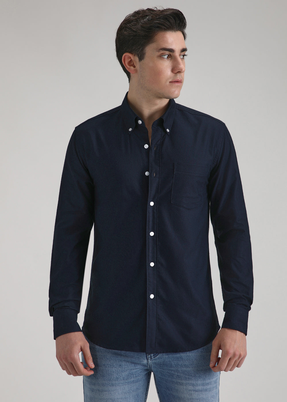 Prussian Blue Cotton Oxford Shirt