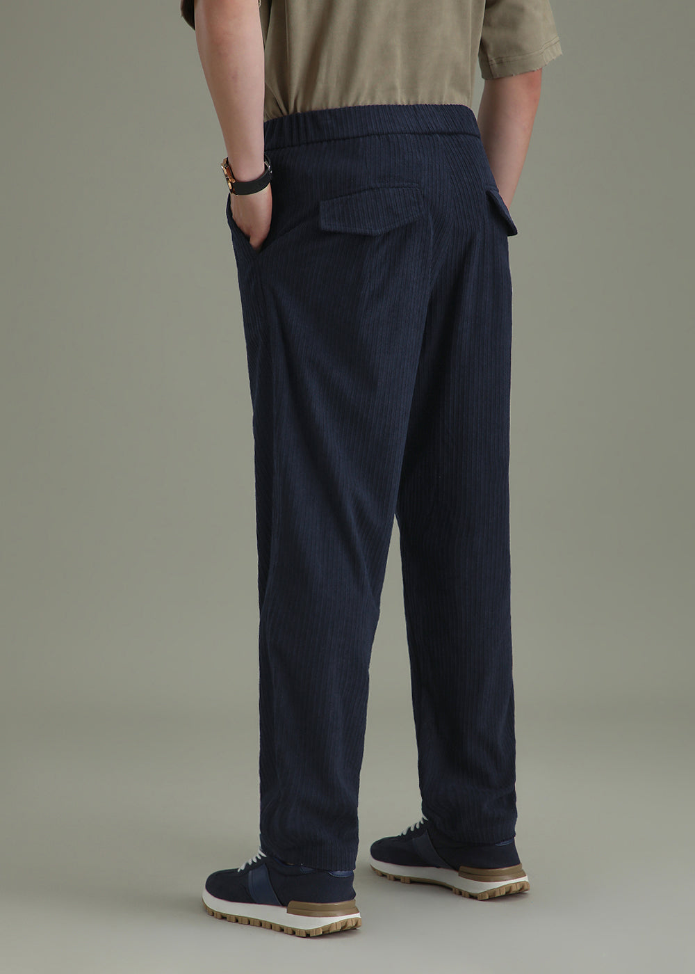 Prussian Blue Drawstring Corduroy Pant