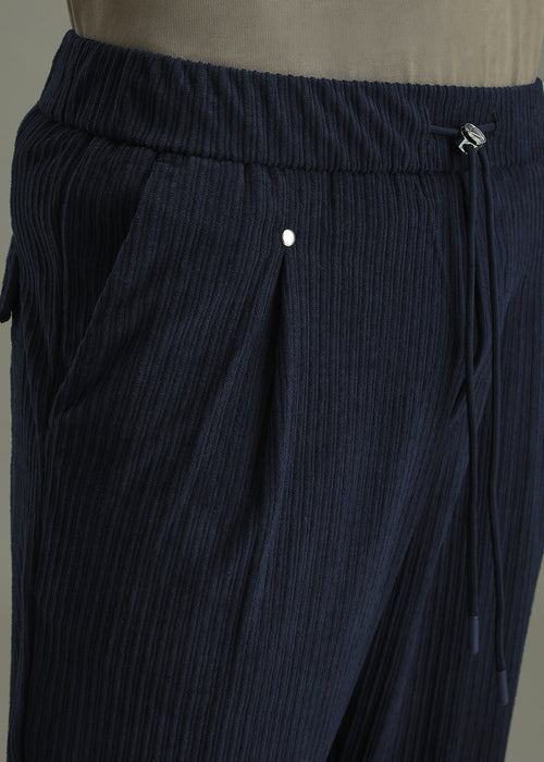 Prussian Blue Drawstring Corduroy Pant