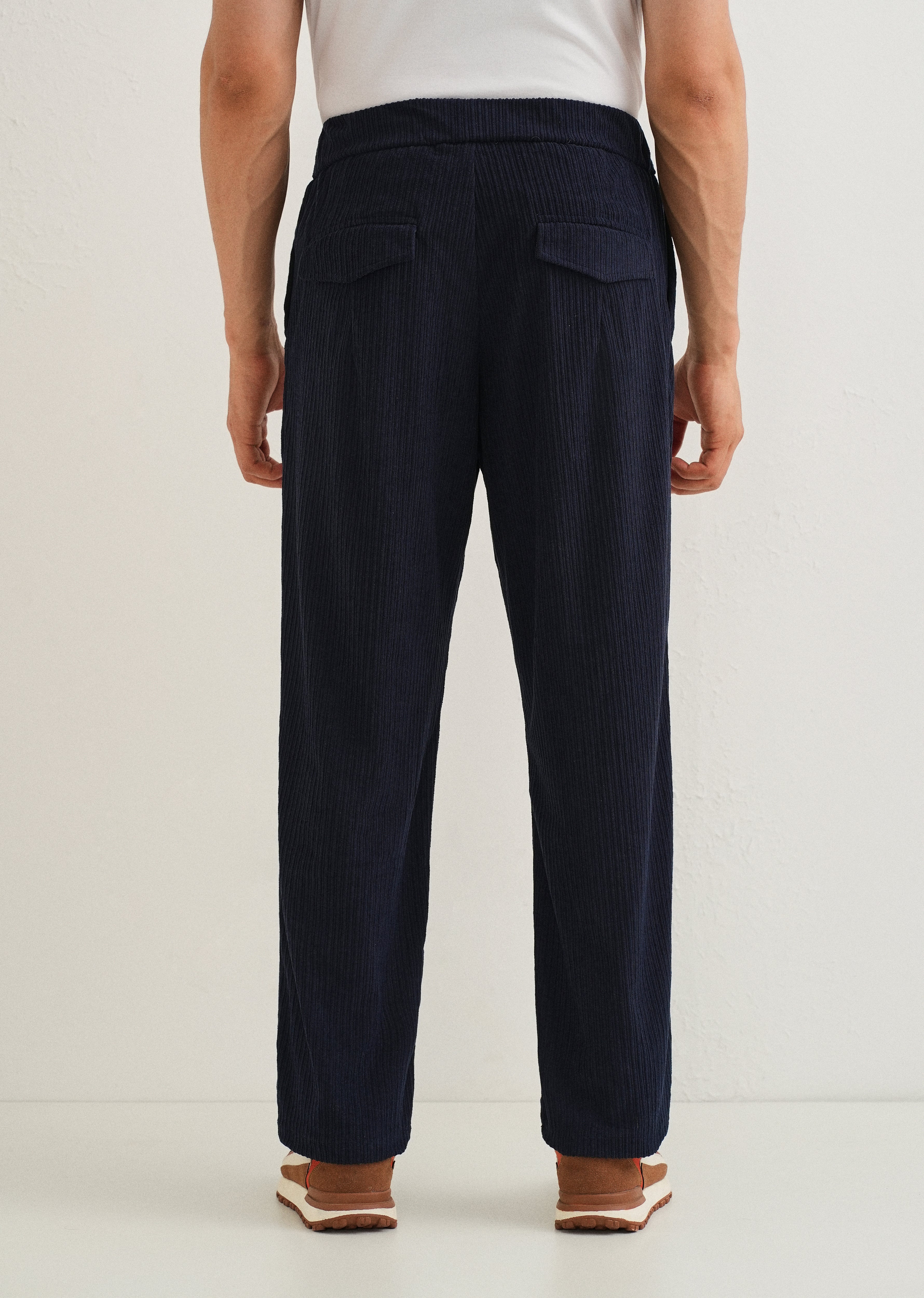Prussian Blue Drawstring Corduroy Pant