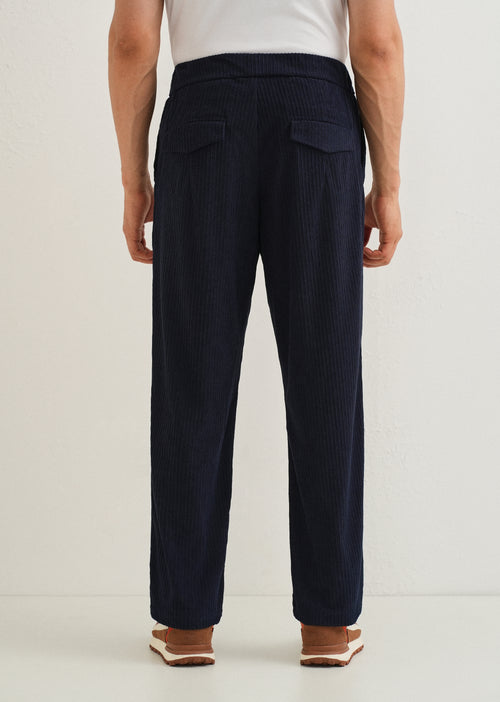 Prussian Blue Drawstring Corduroy Pant