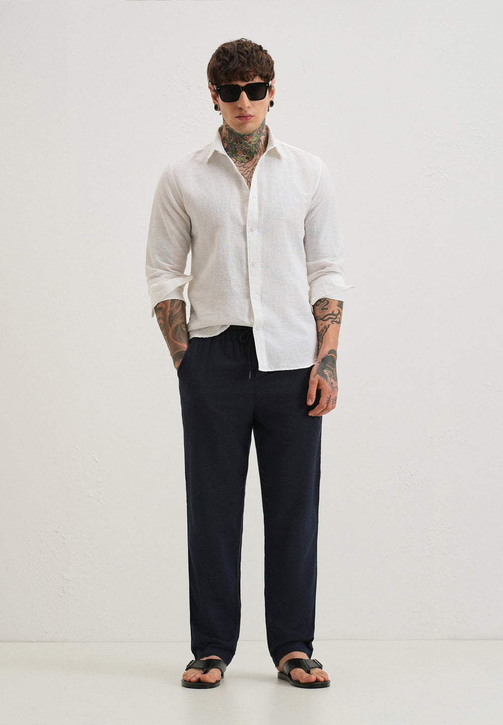 Prussian Blue Textured Pants