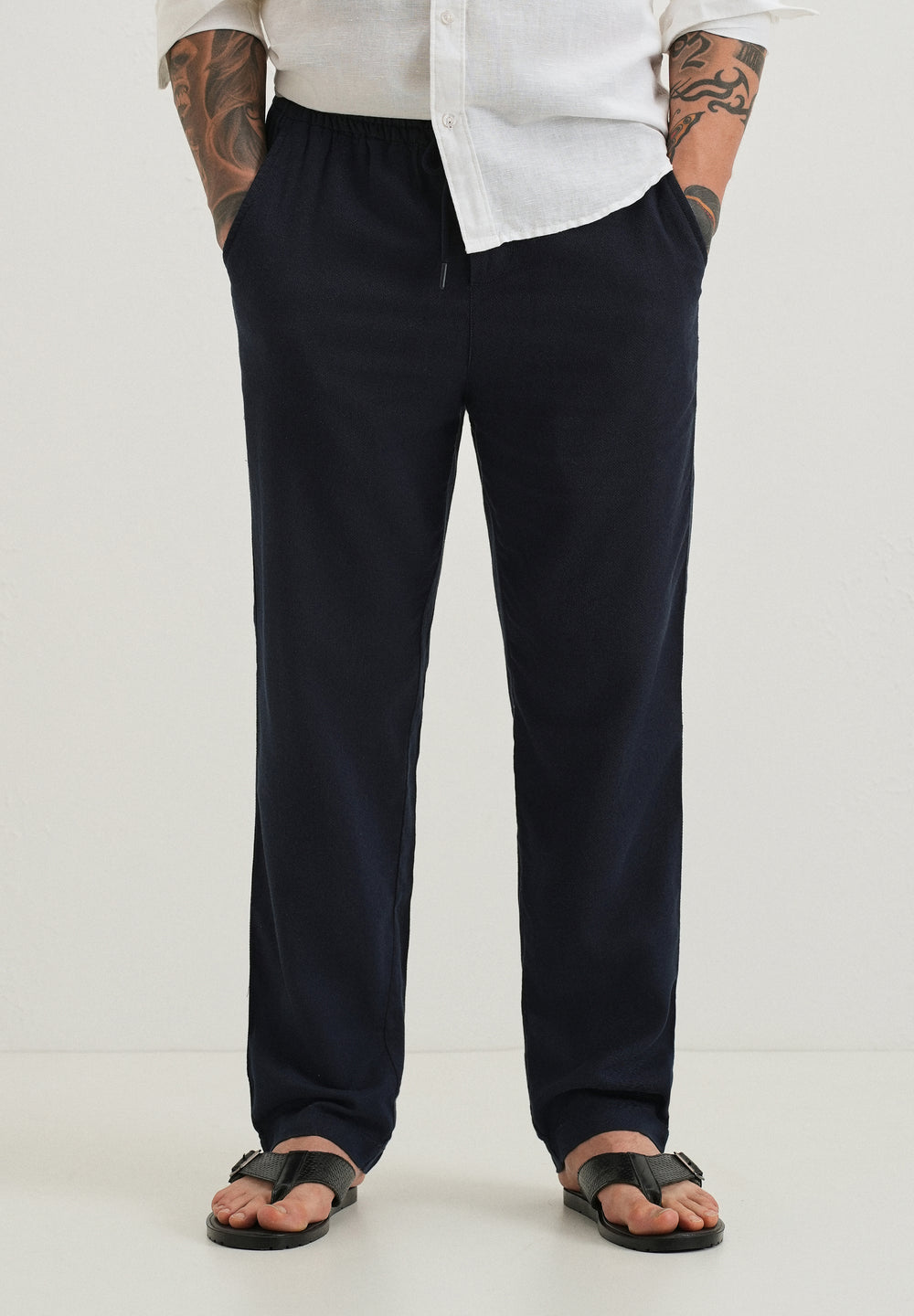 Prussian Blue Textured Pants