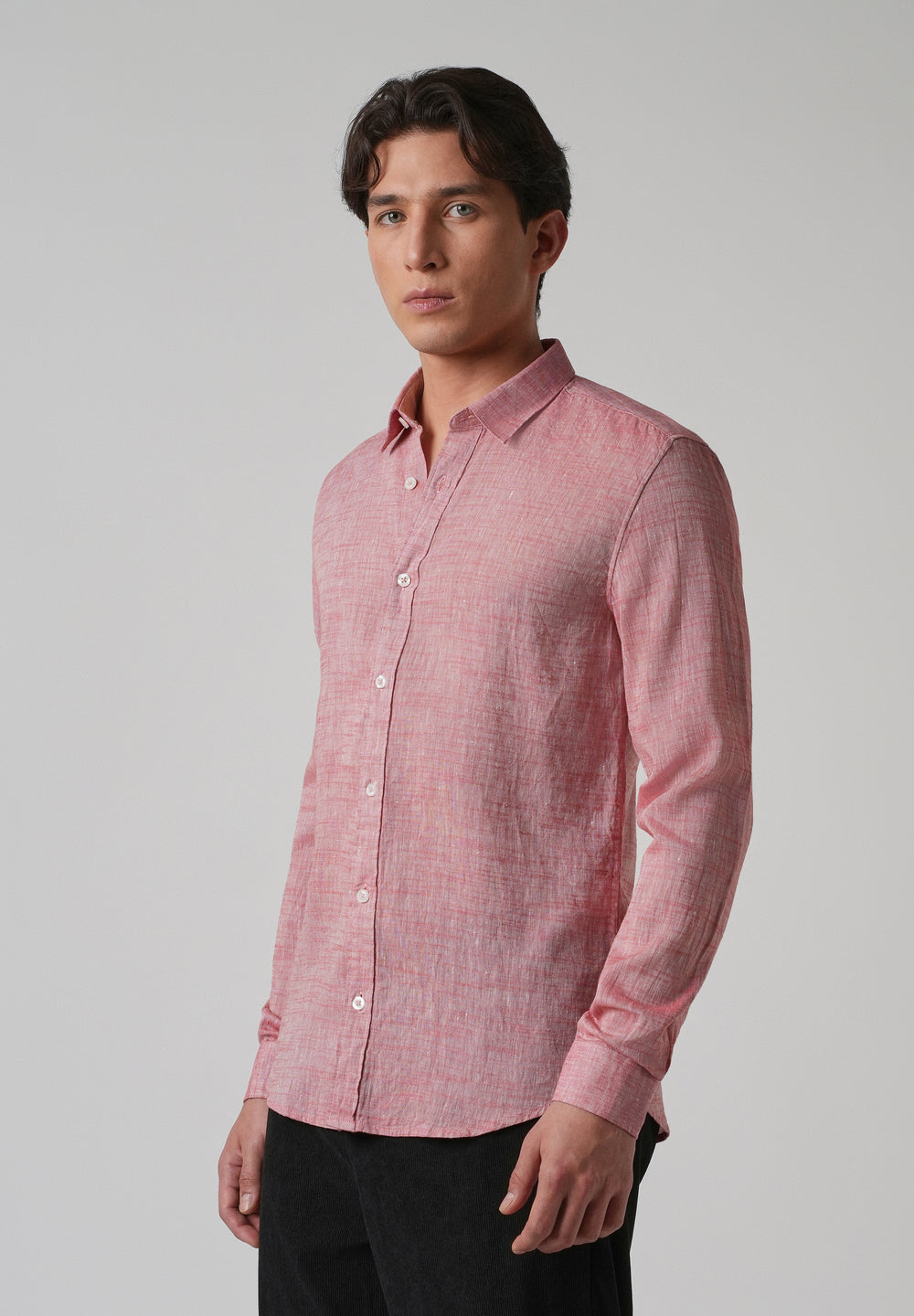 100% Pure Linen Punch Red Shirt