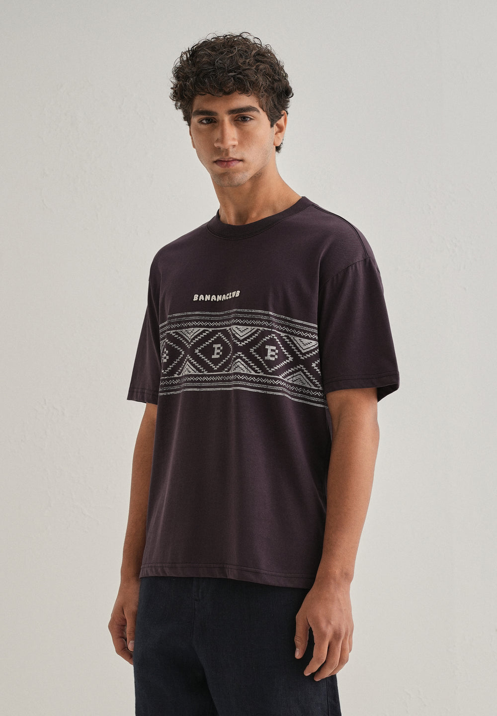 Purple Aztec Printed Oversized T-shirt