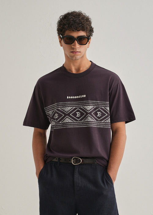 Purple Aztec Printed Oversized T-shirt