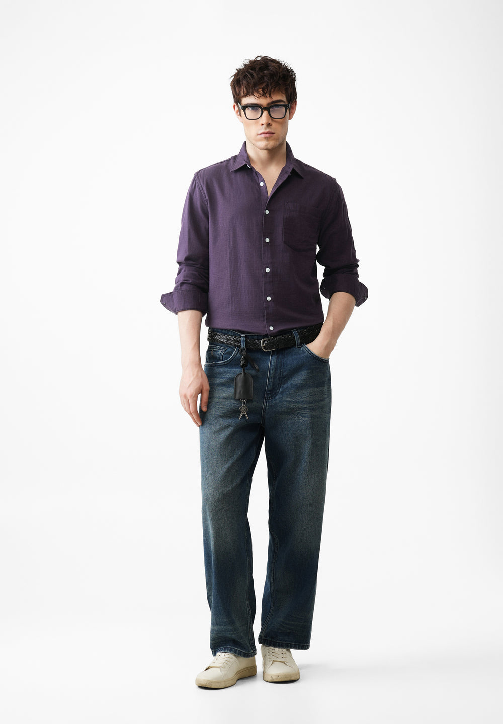 Purple Double Cloth Cotton Shirt