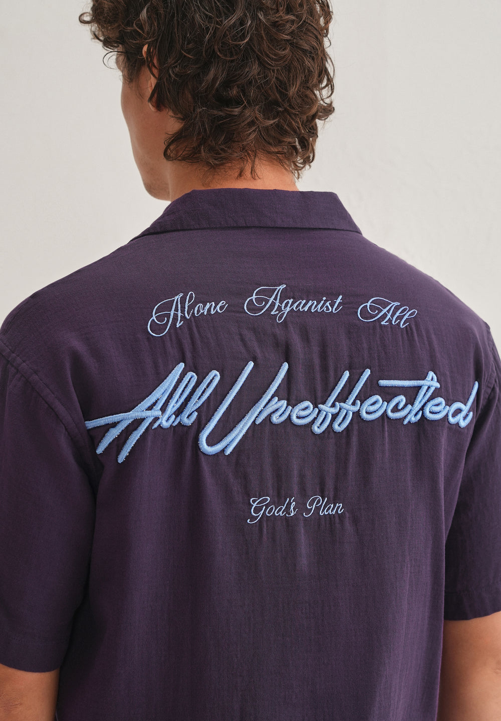 Purple Embroidered Double Cloth Cotton Shirt