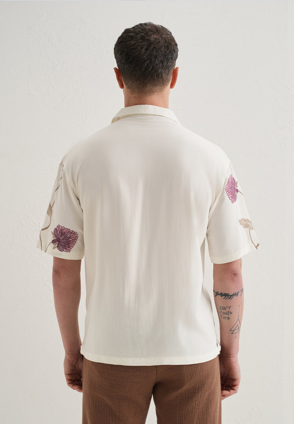 Purple Floral Front Embroidery Shirt