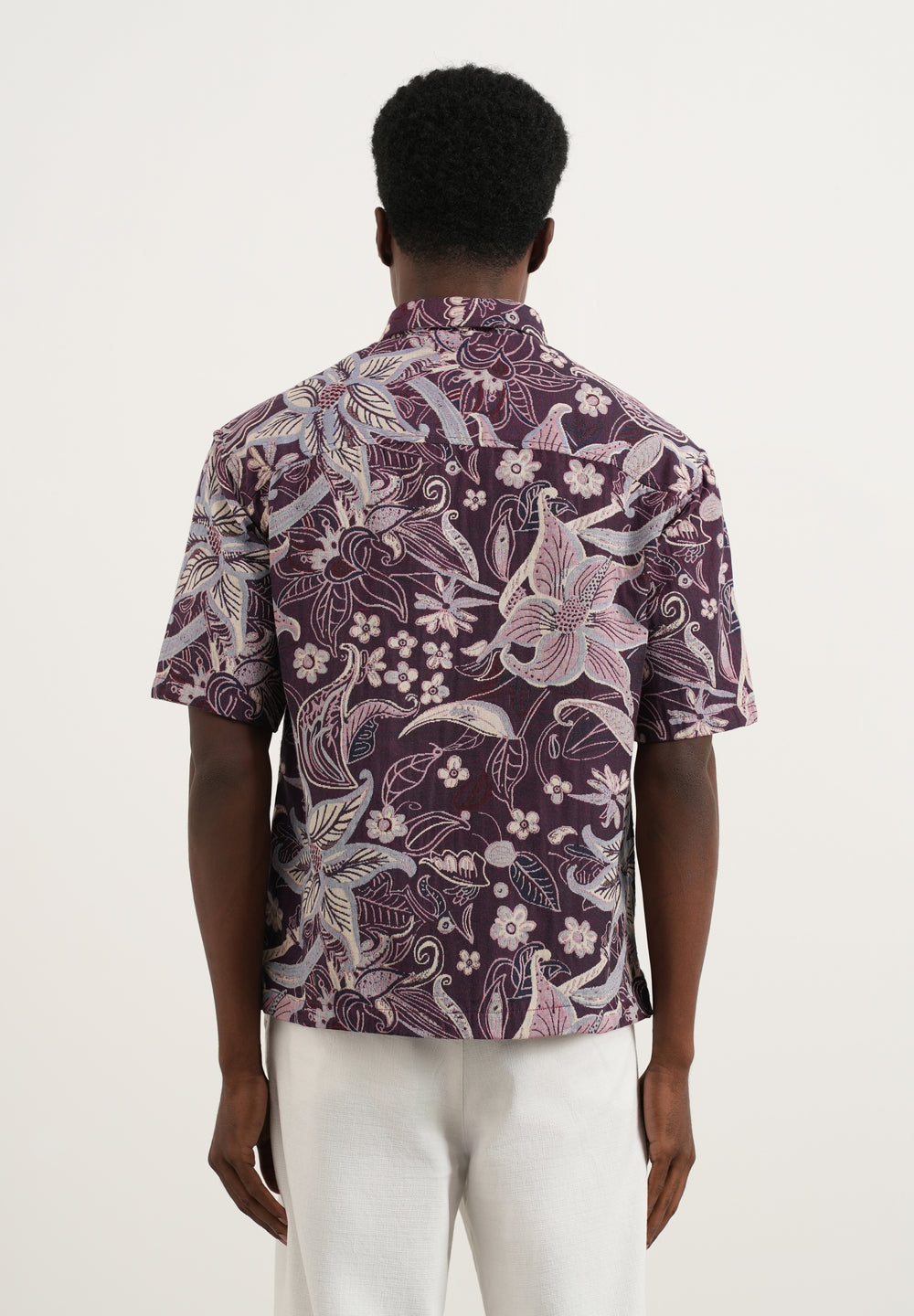 Purple Floral Jacquard Relaxed Shirt