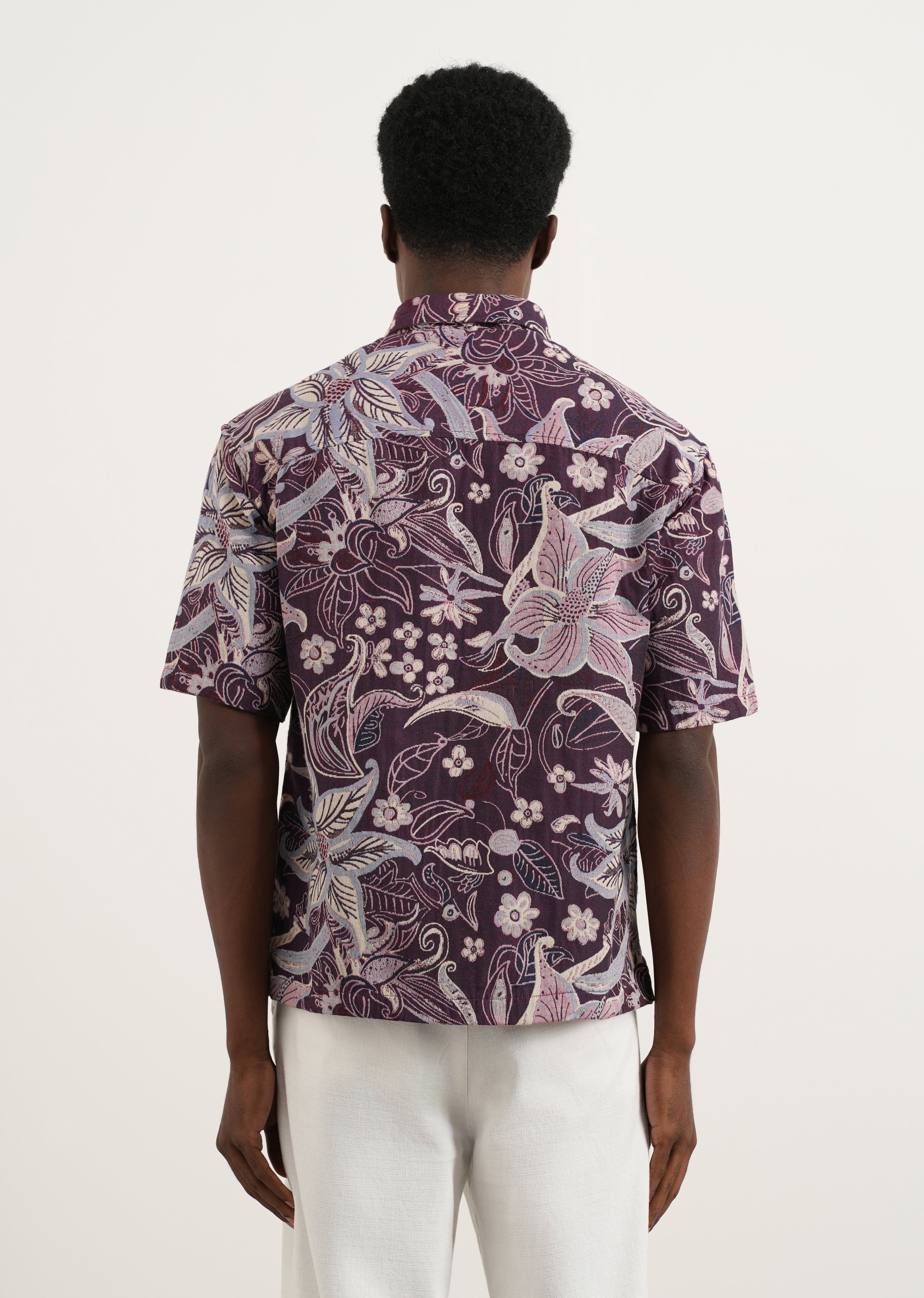 Purple Floral Jacquard Relaxed Shirt
