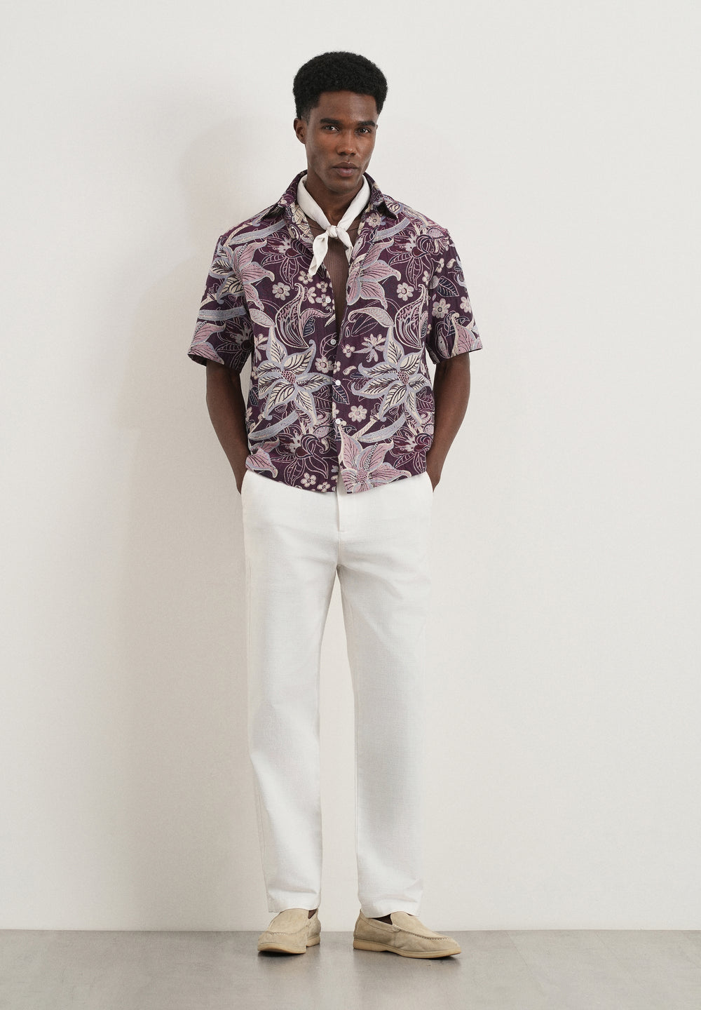 Purple Floral Jacquard Relaxed Shirt