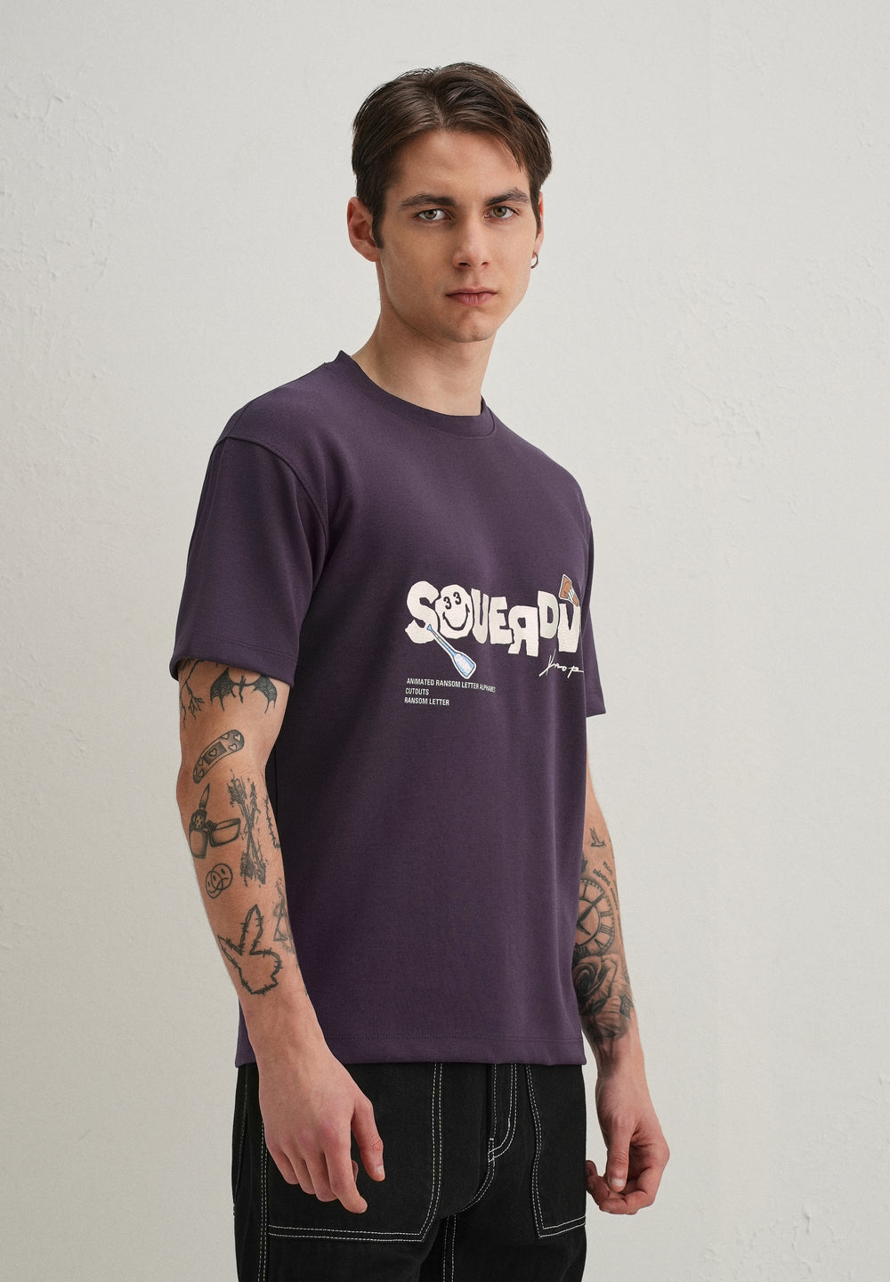 Purple Graphic Back Print T-Shirt