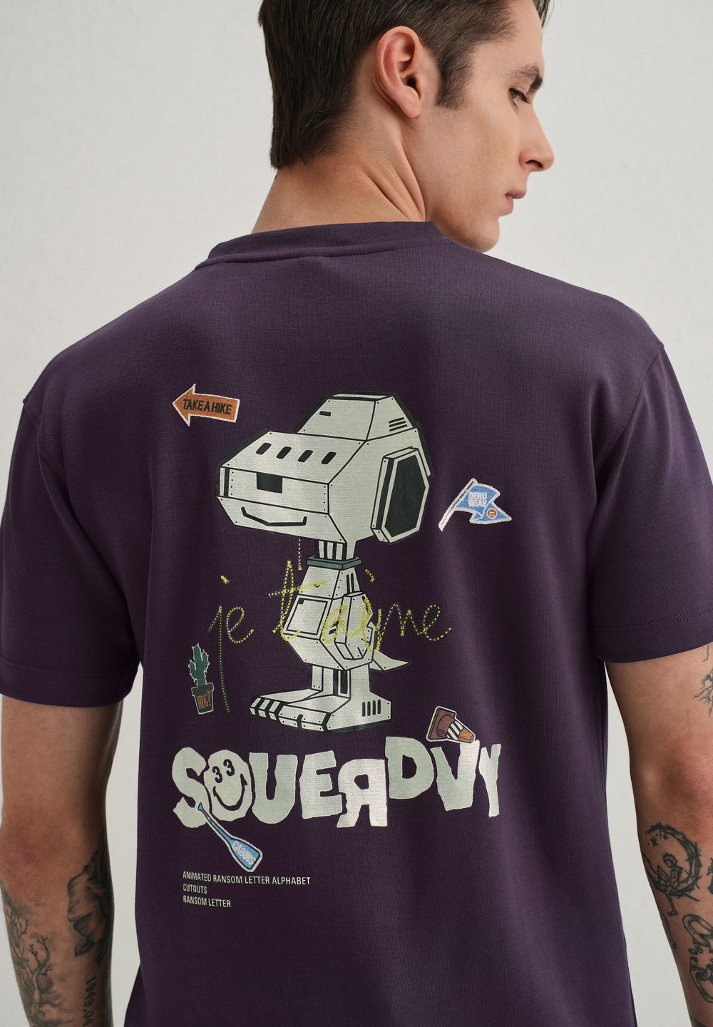 Purple Graphic Back Print T-Shirt