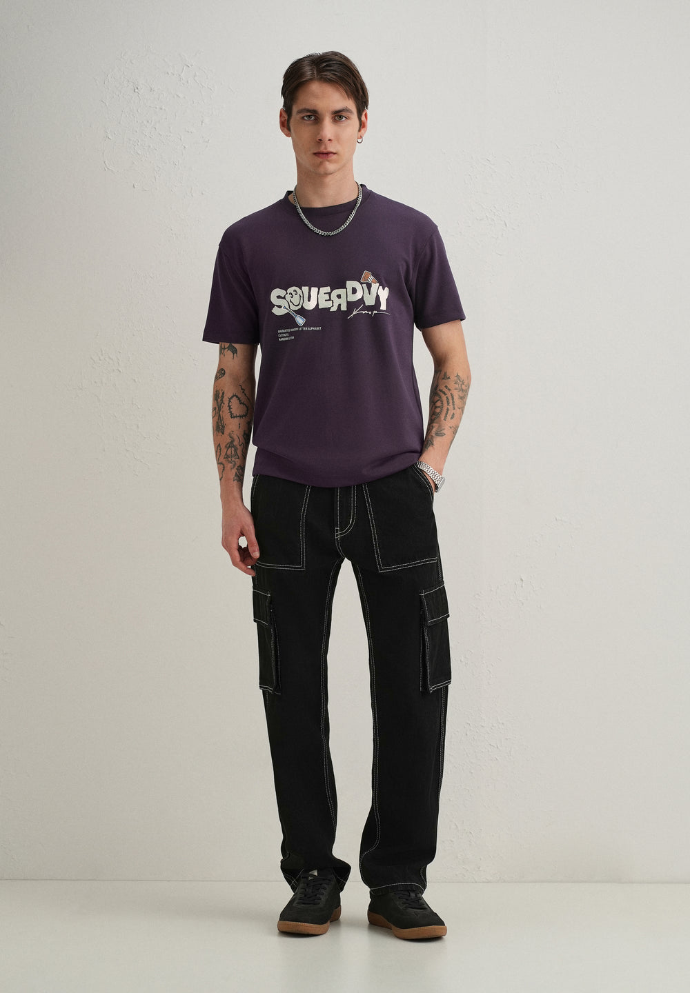 Purple Graphic Back Print T-Shirt