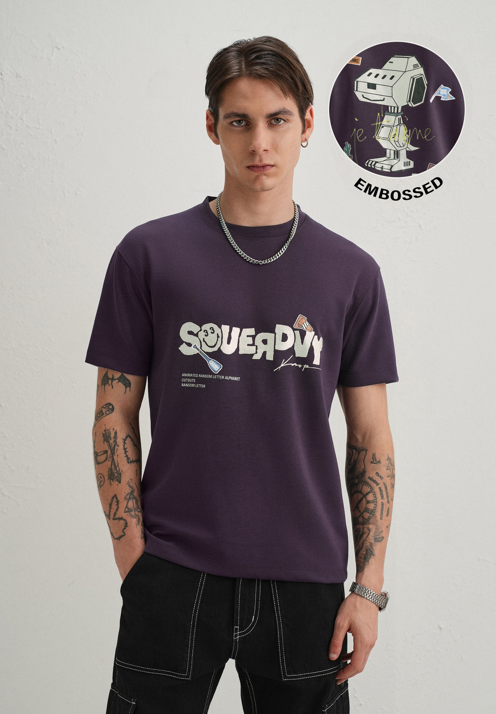 Purple Graphic Back Print T-Shirt