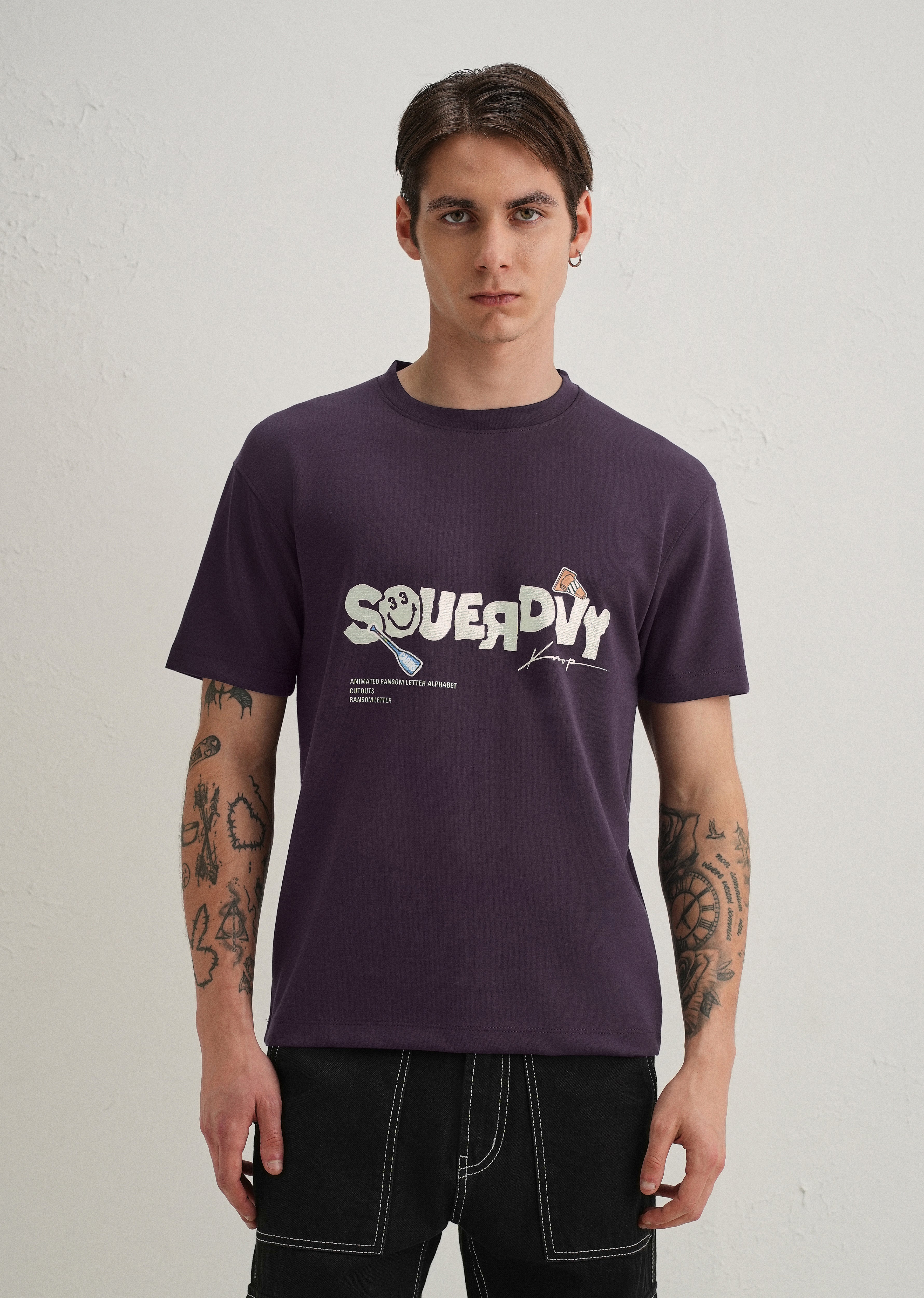 Purple Graphic Back Print T-Shirt