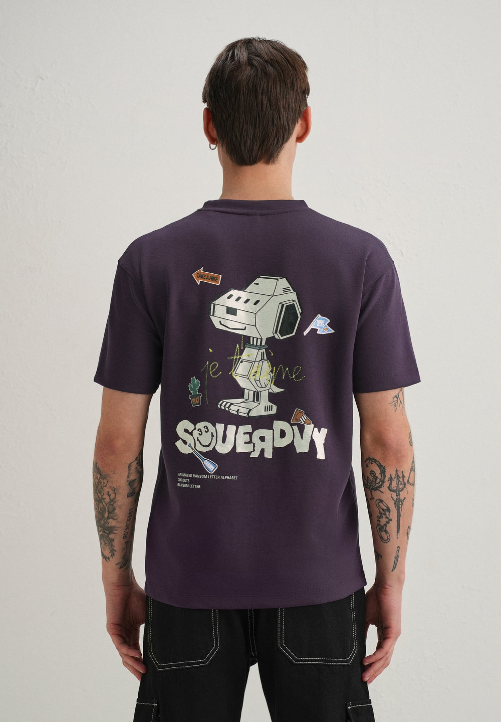 Purple Graphic Back Print T-Shirt