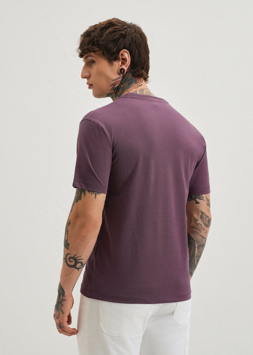Violet Graphic Print Embroidery T-shirt
