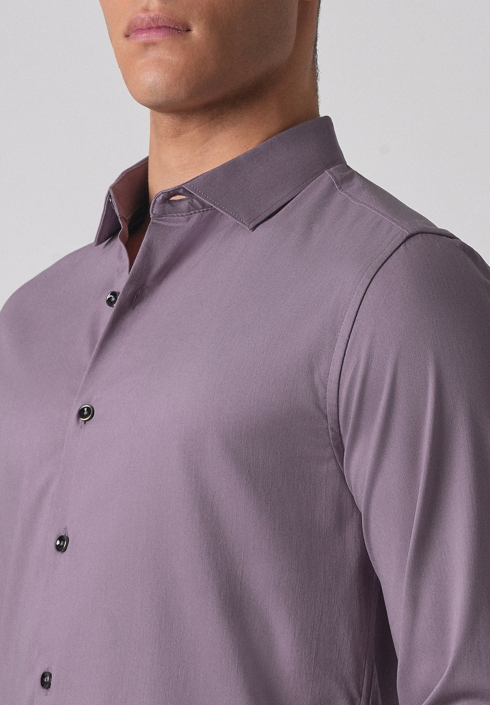 Purple Cotton Stretch Plain Shirt