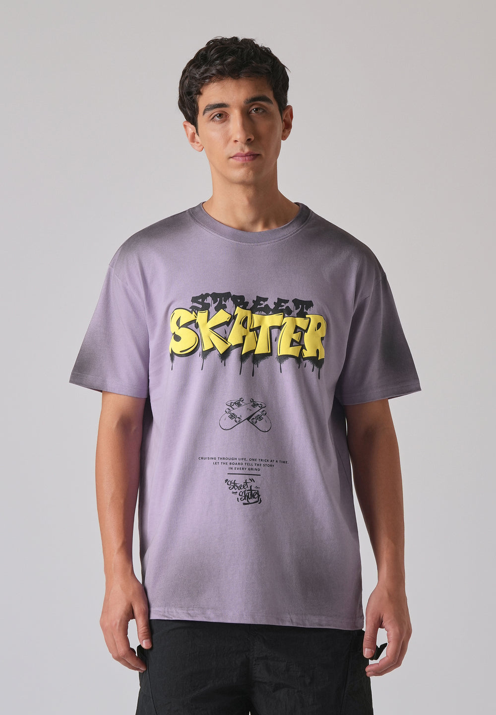 Purple Printed Oversized T-shirt