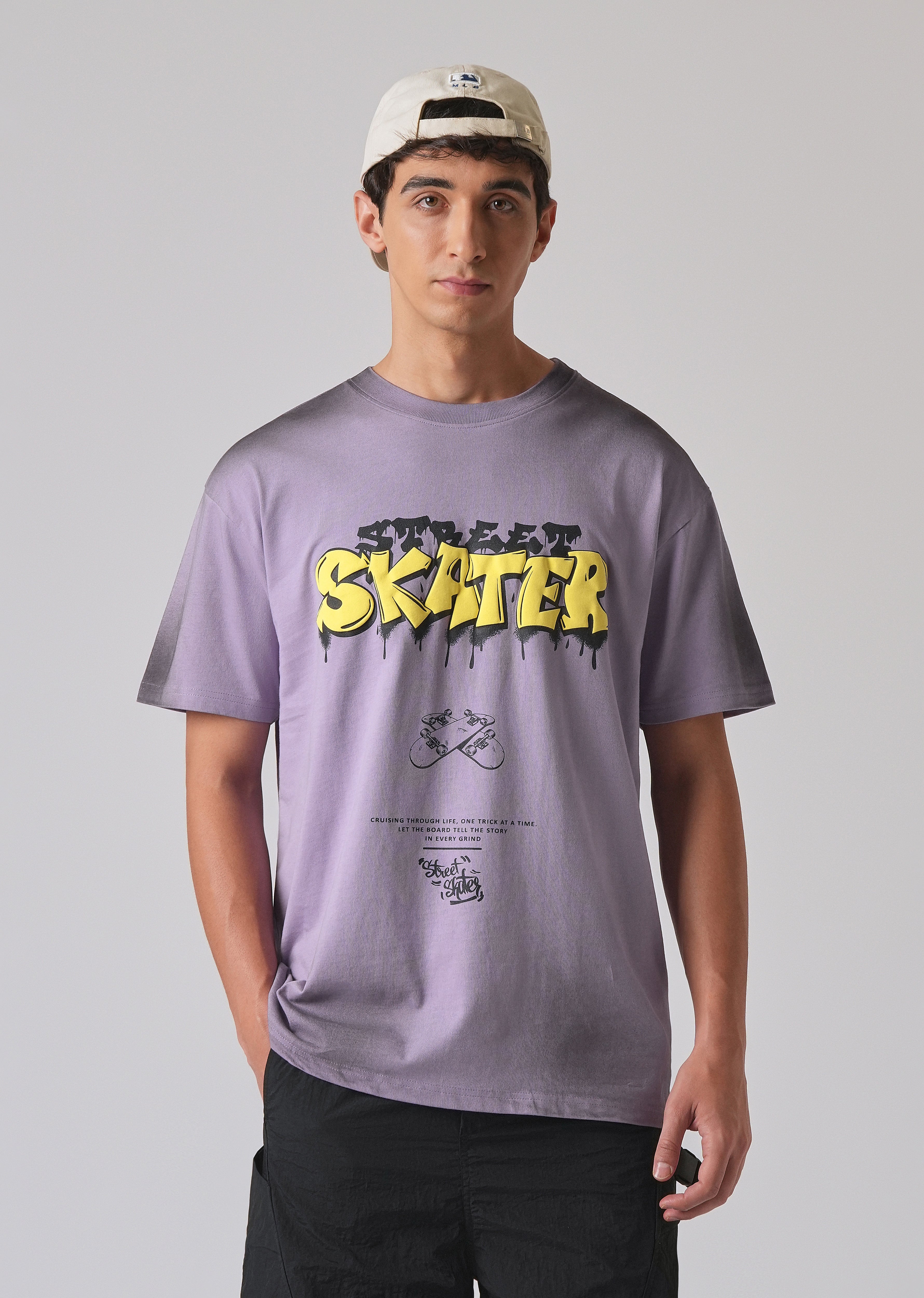 Purple Printed Oversized T-shirt