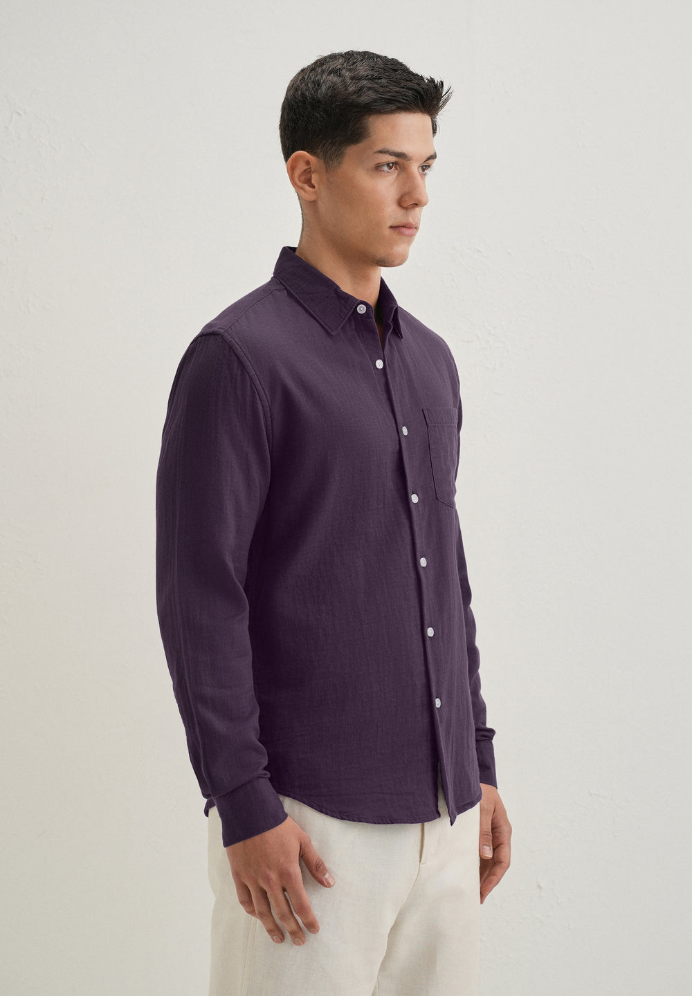 Purple Pure Cotton Stitchless Placket Shirt