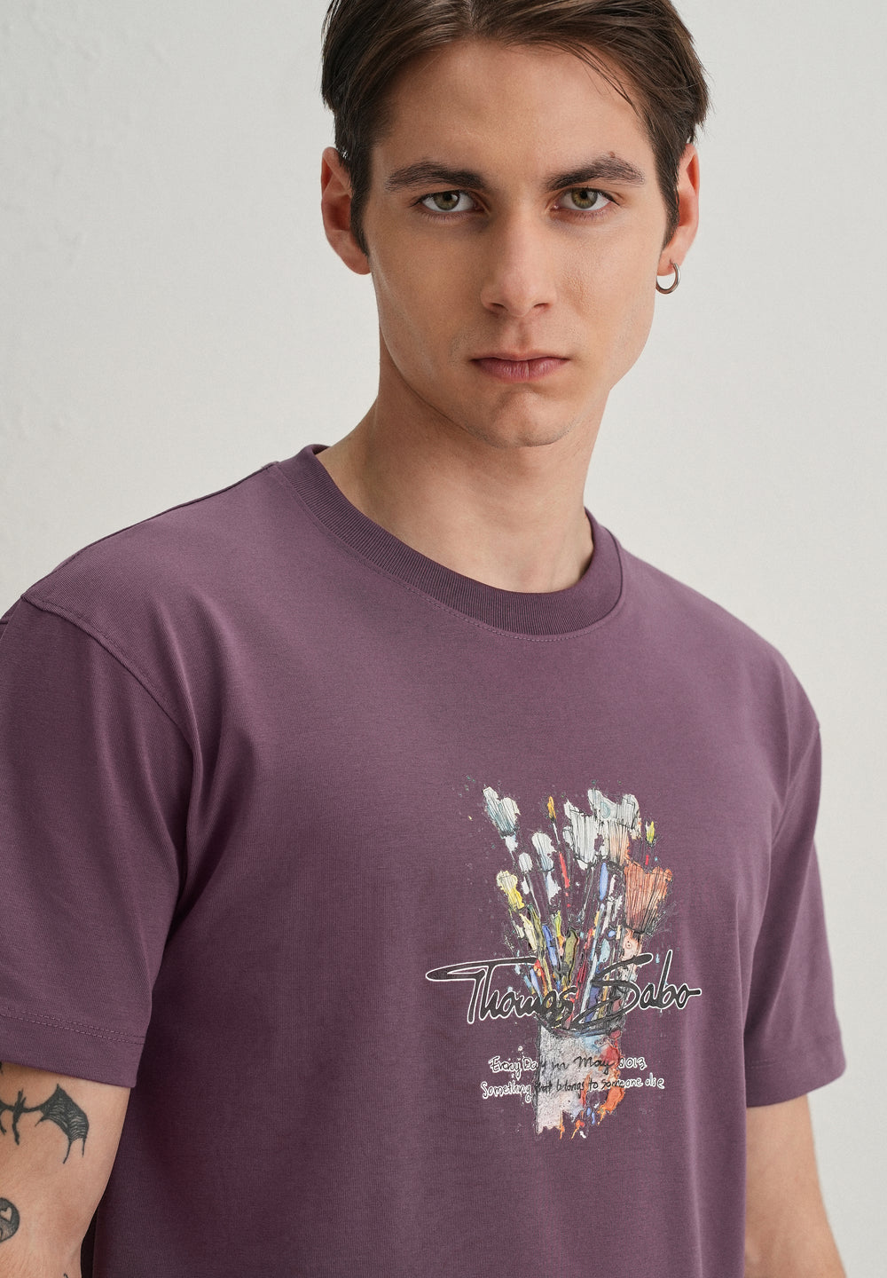 Purple Textured Back Print T-Shirt