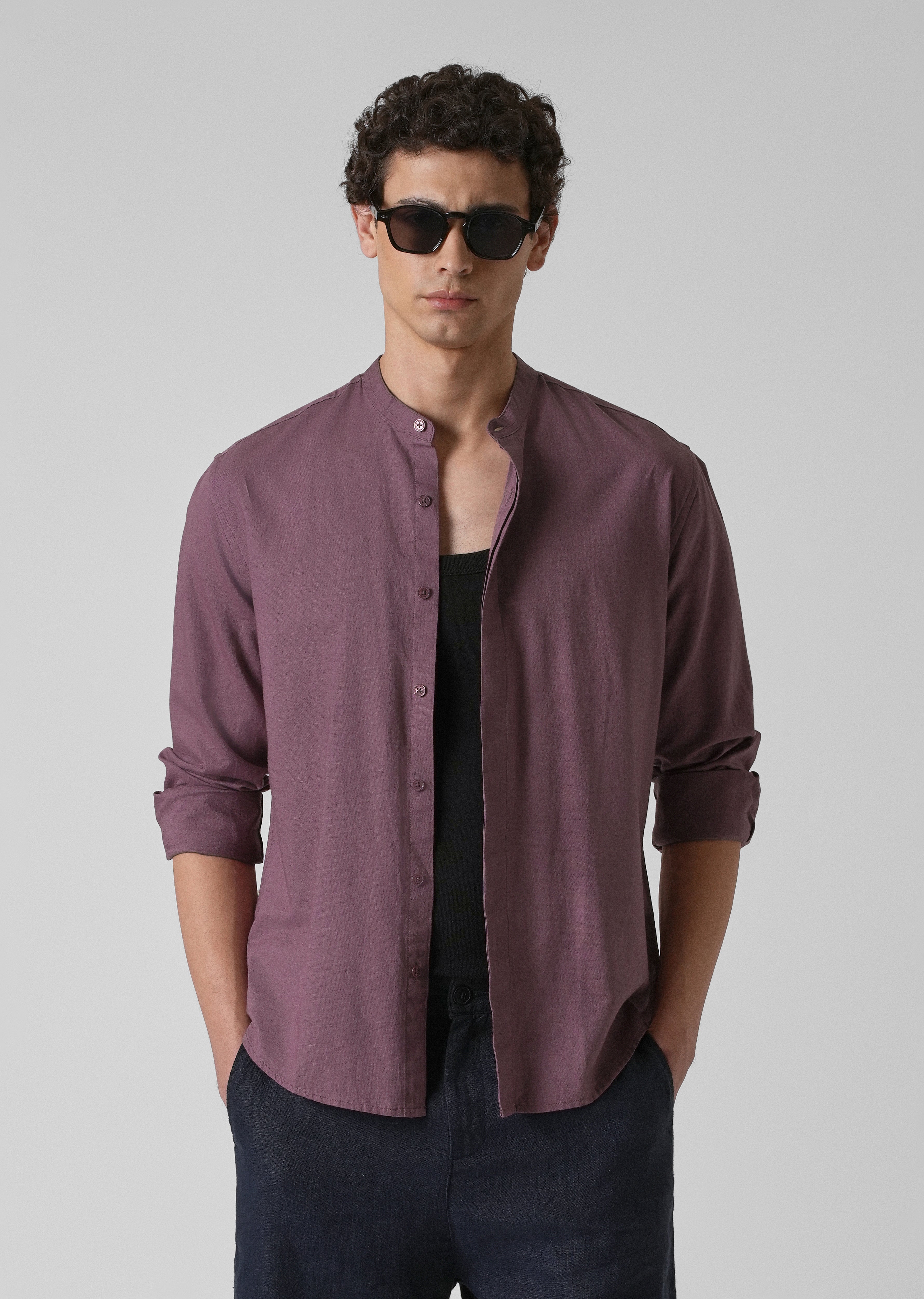 Purple Cotton Linen Shirt