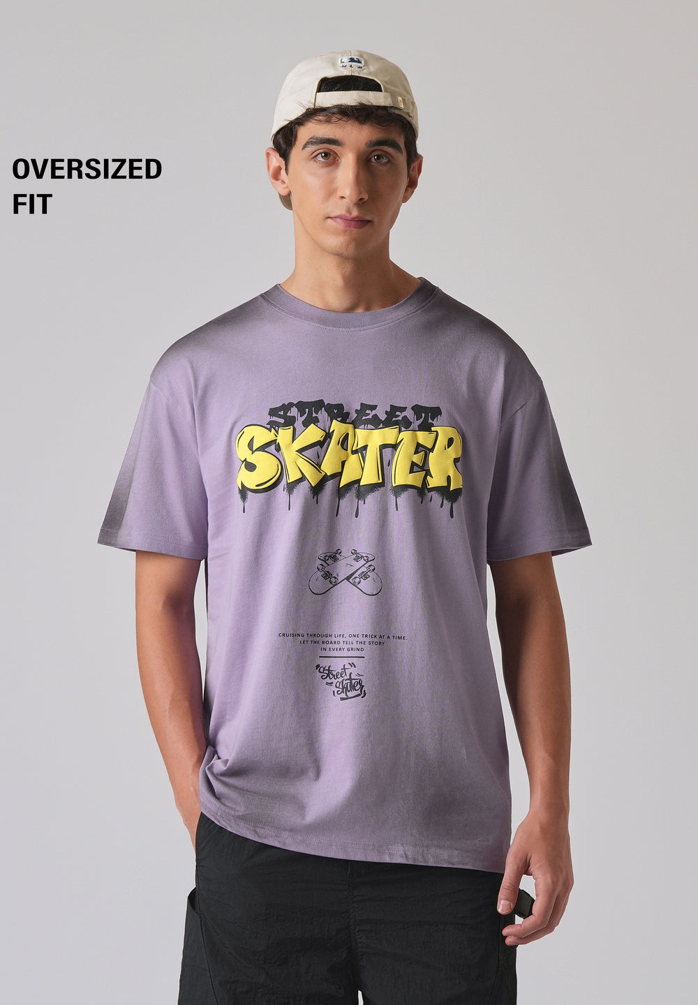 Purple Printed Oversized T-shirt