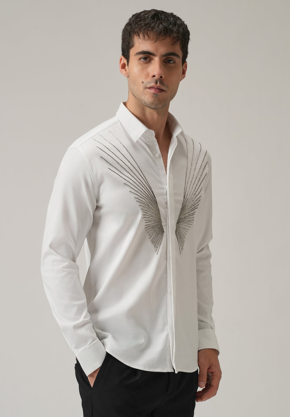 Radiant Handwork White Designer Shirt