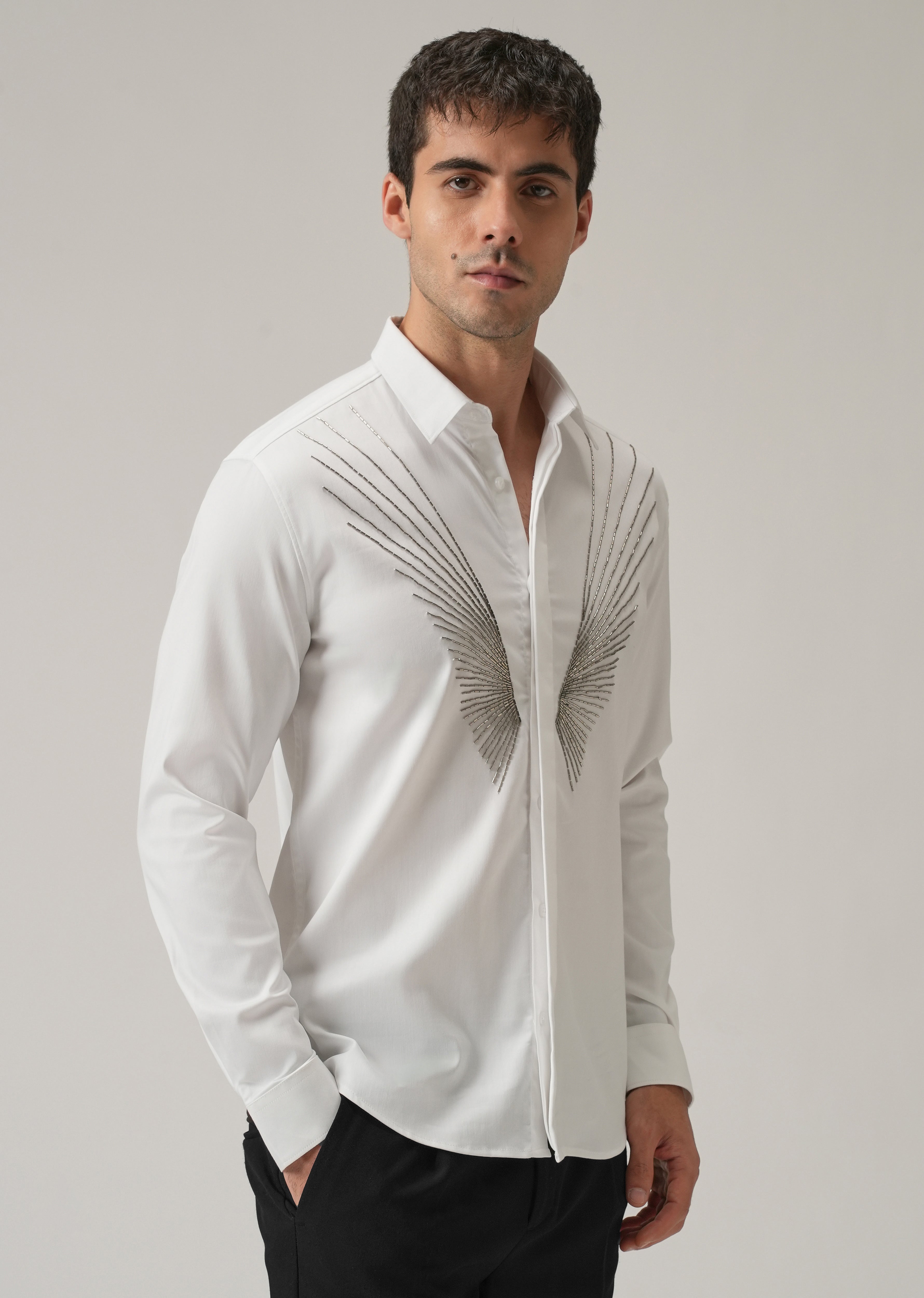 Radiant Handwork White Designer Shirt