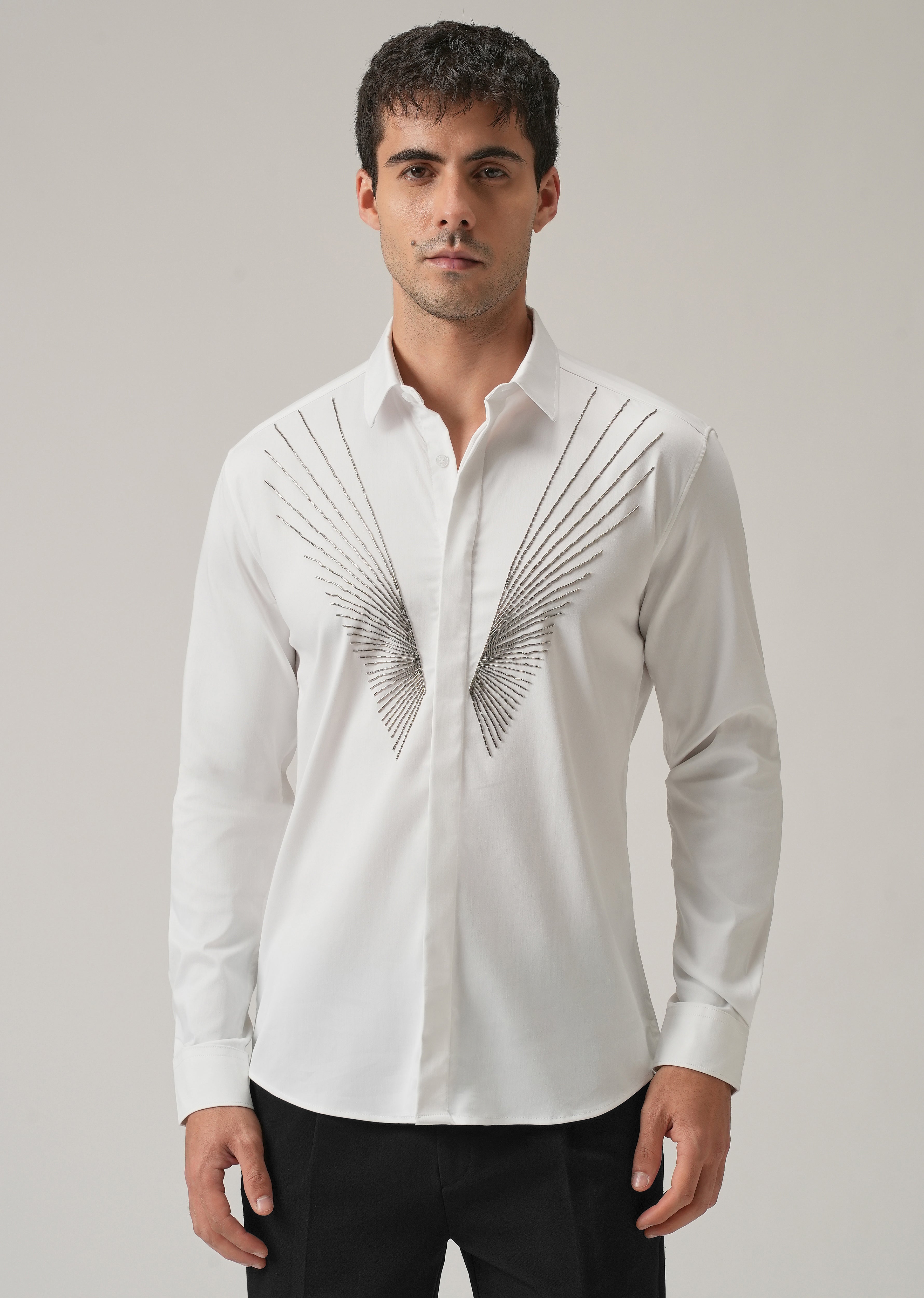 Radiant Handwork White Designer Shirt