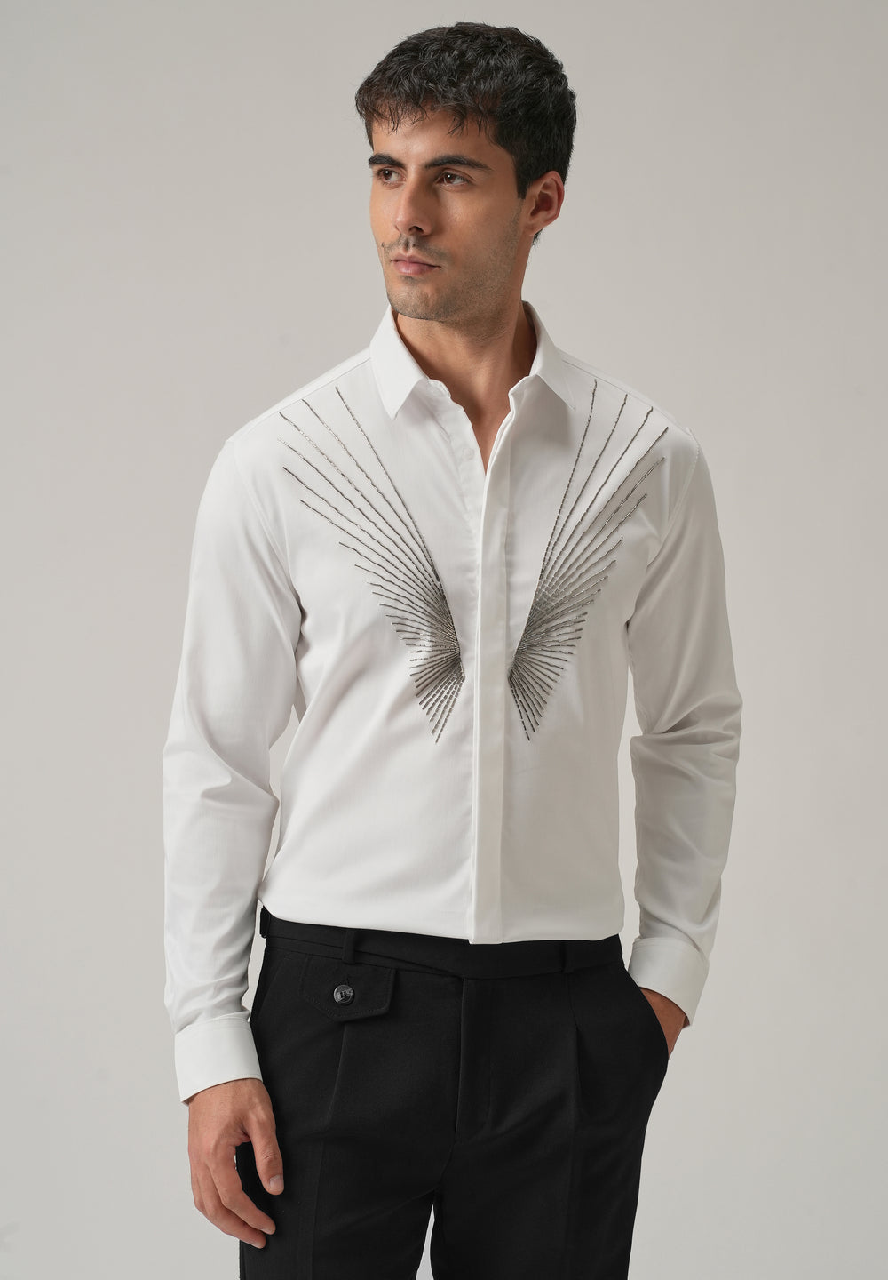 Radiant Handwork White Designer Shirt