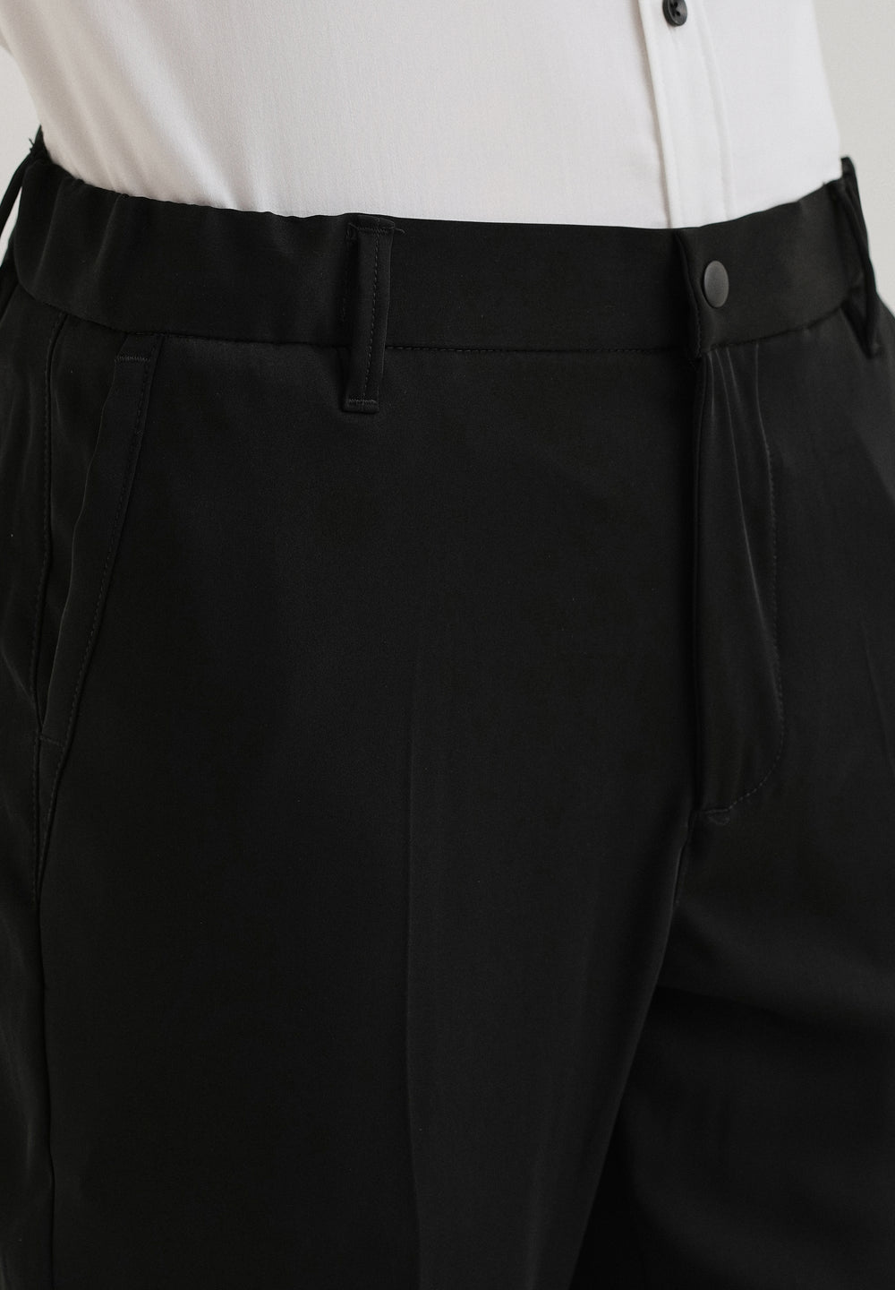 Raven Black Plain Slim Fit Elasticated Trouser