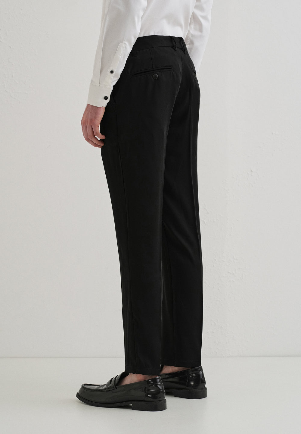 Raven Black Plain Slim Fit Elasticated Trouser