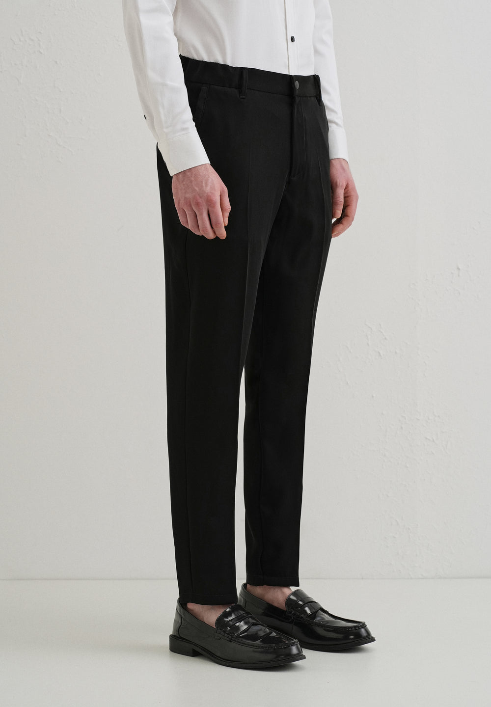 Raven Black Plain Slim Fit Elasticated Trouser
