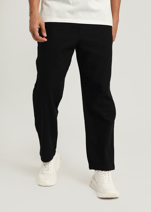 Raven Black Textured Pants