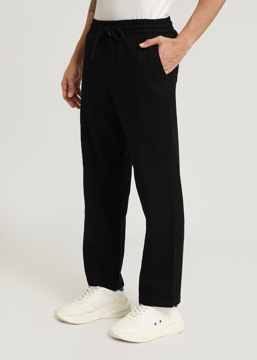 Raven Black Textured Pants