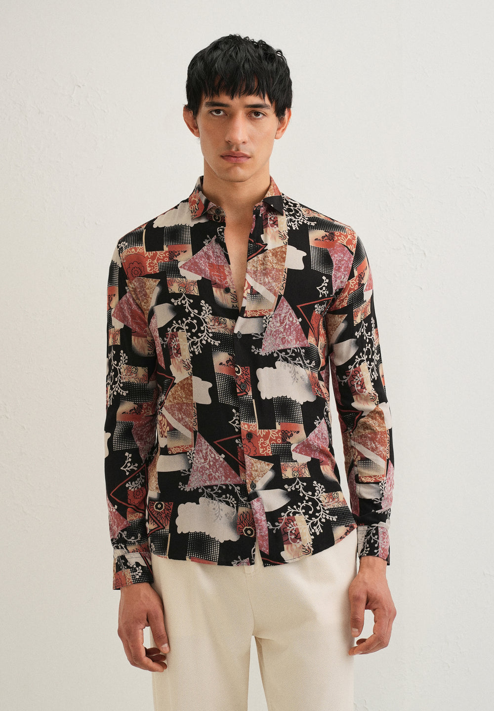 Red Abstract Feather Shirt