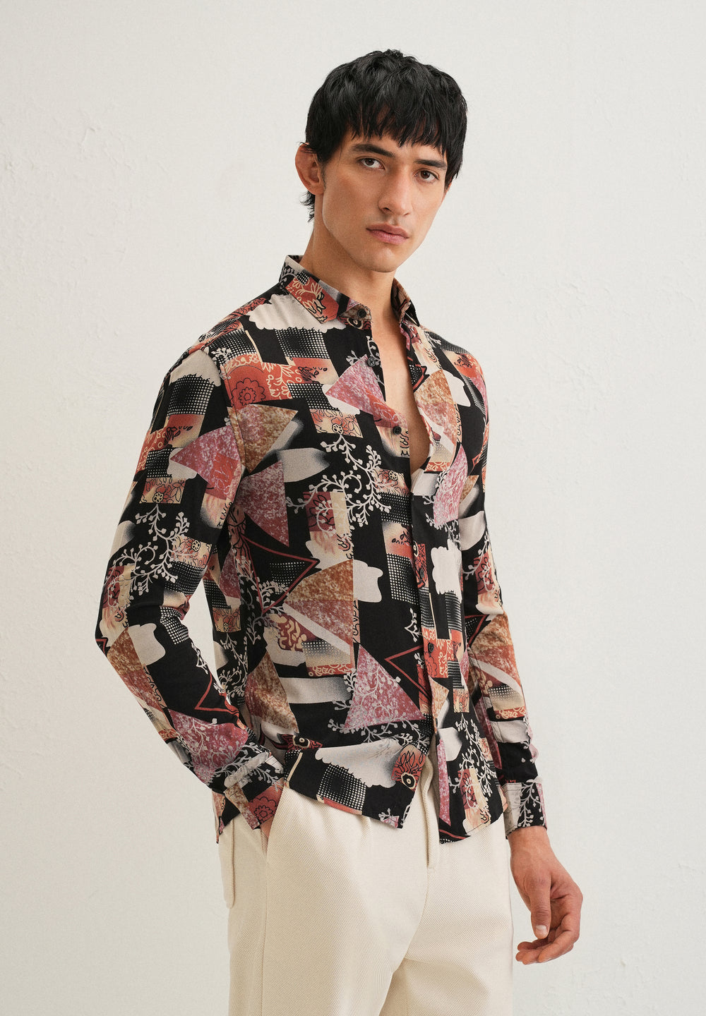 Red Abstract Feather Shirt
