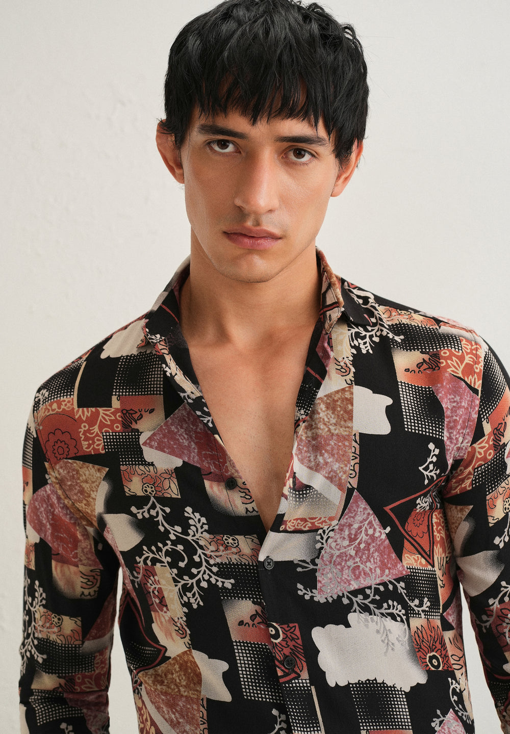 Red Abstract Feather Shirt