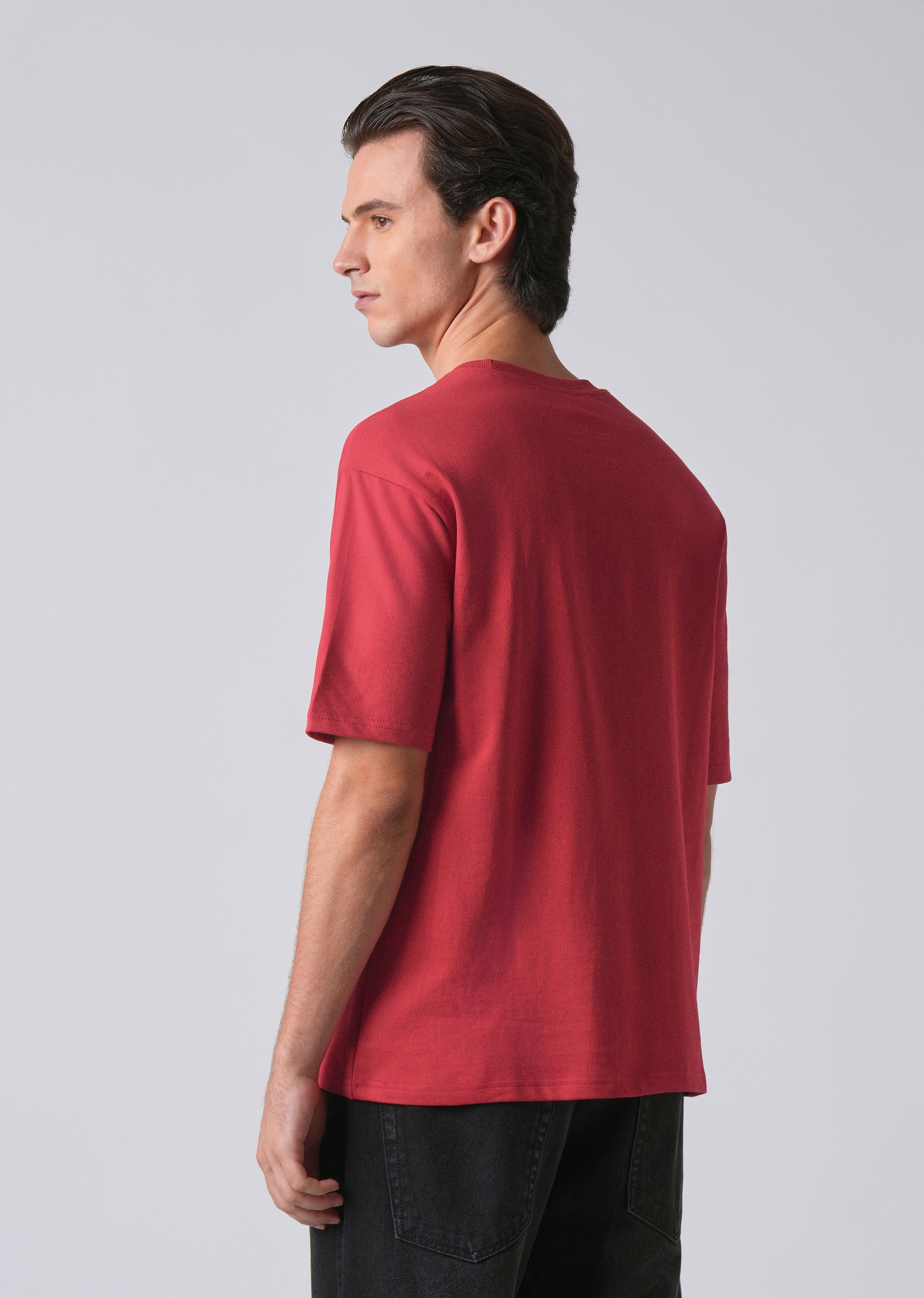 Crimson Red Basic Relaxed Fit T-shirt