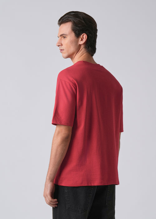 Crimson Red Basic Relaxed Fit T-shirt