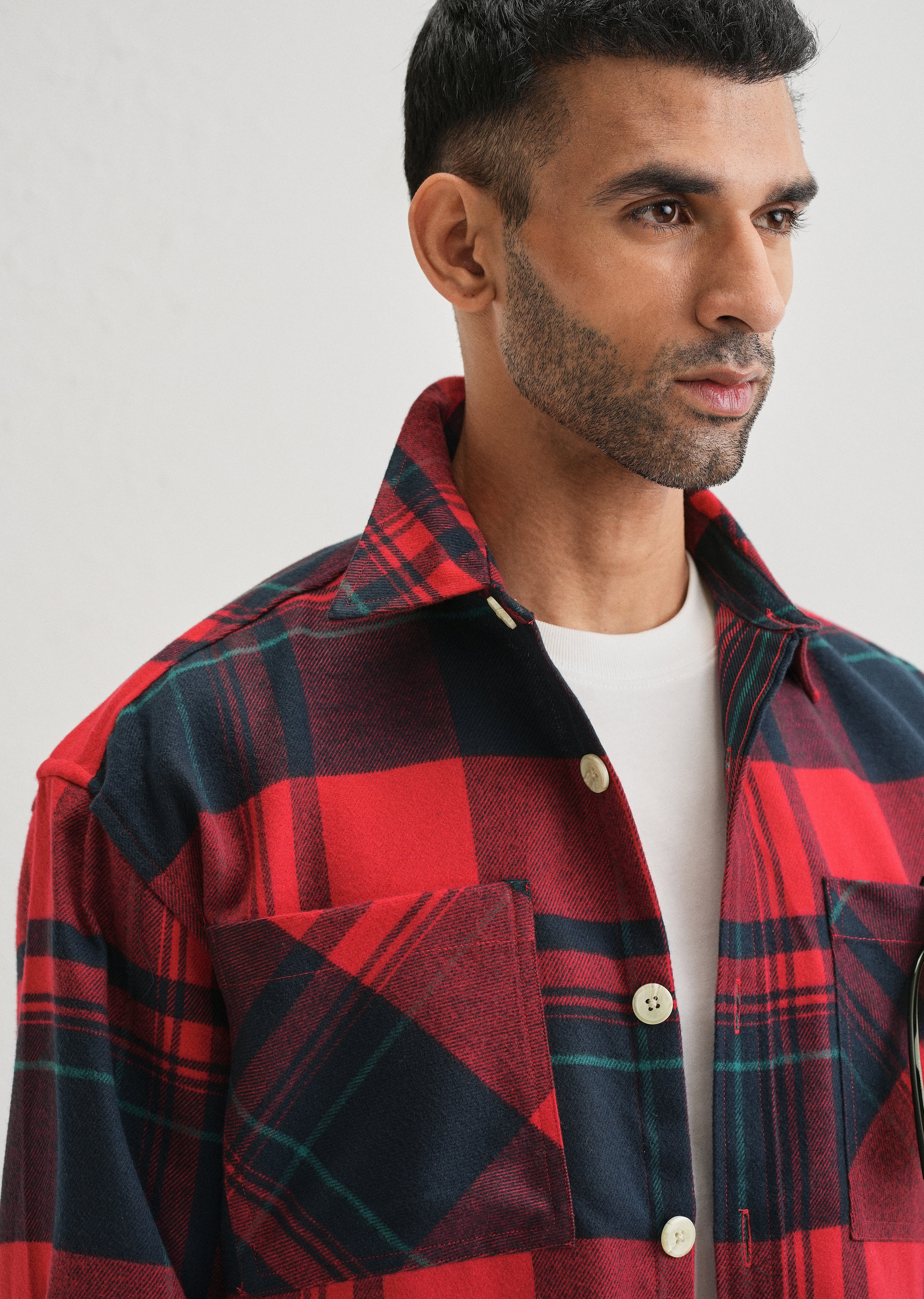 Red Checked Relaxed Fit Shacket