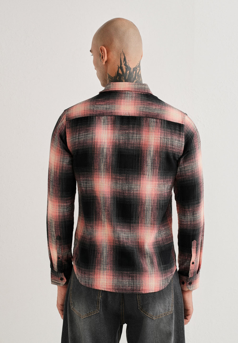 Red Cotton Linen Check Shirt