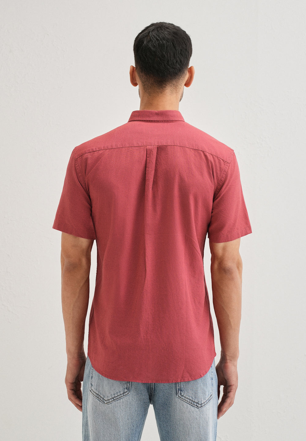 Red Cotton Linen Shirt