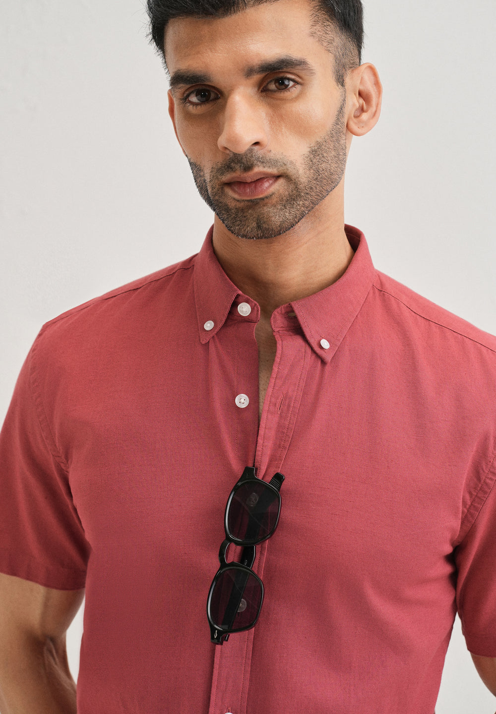 Red Cotton Linen Shirt