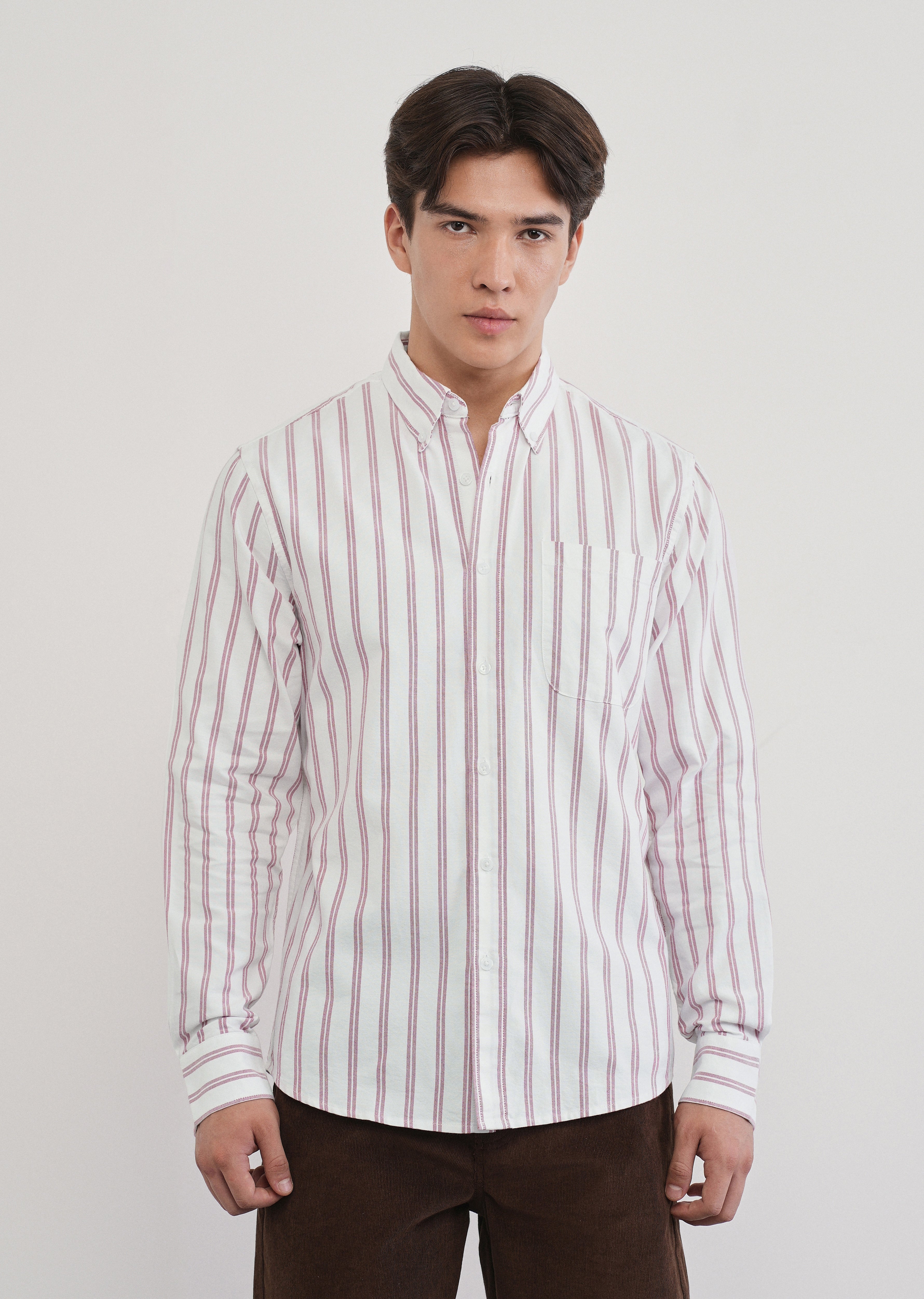 Red Double Stripe Cotton Shirt