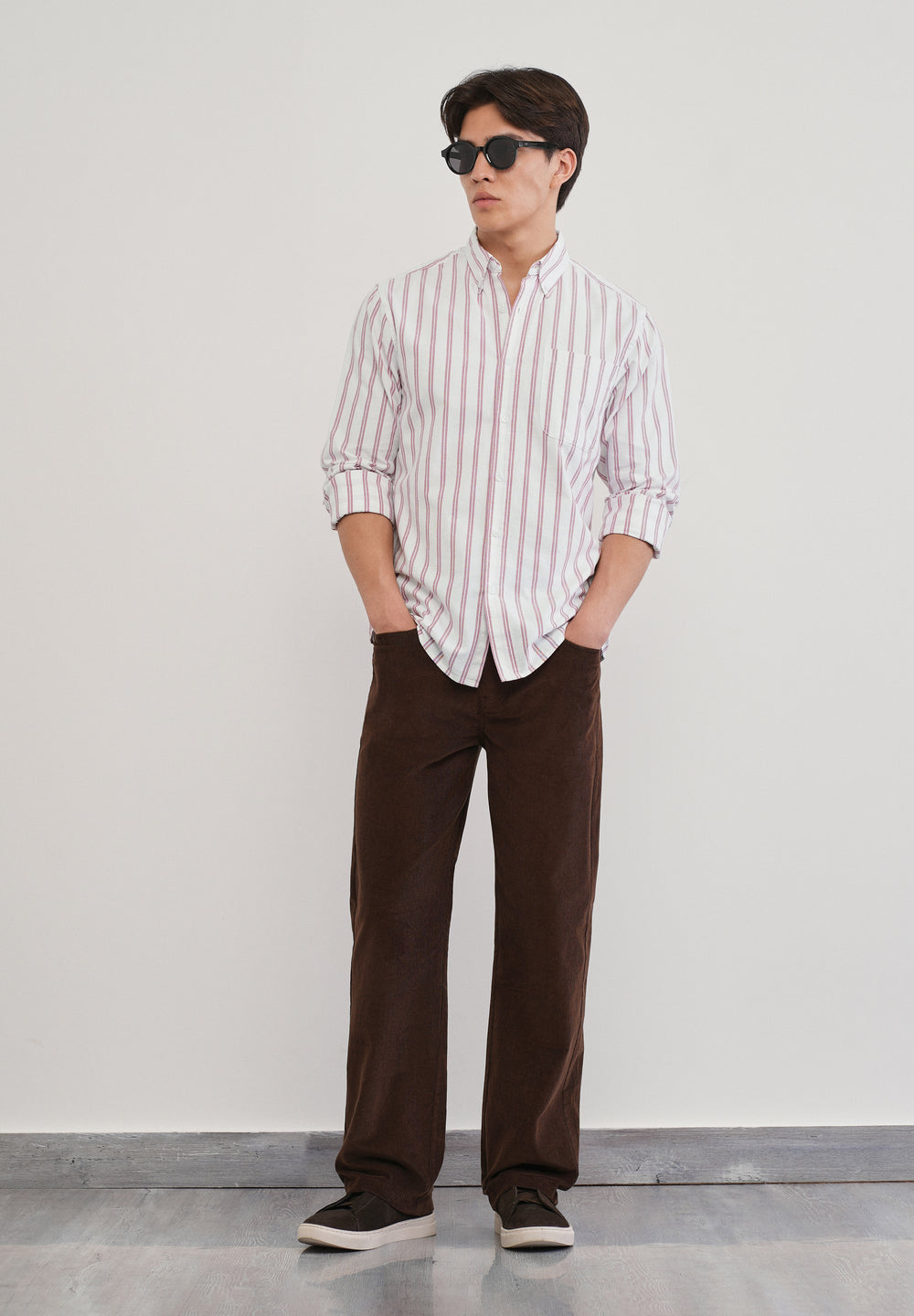 Red Double Stripe Cotton Shirt